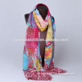 Handpainted silk scarf, Purple floral scarf, Purple Silk Scarf, Silk Chiffon Scarf. French Silk Dy